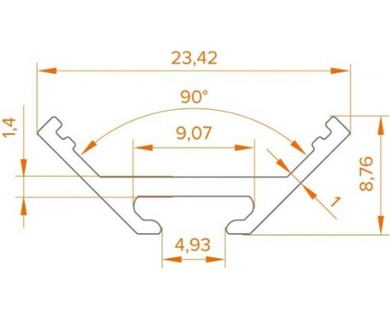 Алюминиевый анодированный профиль Wolta Decor 2000x23,42x8,76мм WAP-23/8/2000-А – изображение 3