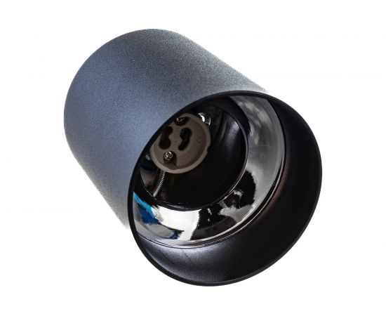 Накладной светильник ЭРА OL1 GU10 BK/CH Подсветка, GU10, D80х100мм, черный/хром Б0041502 – изображение 3