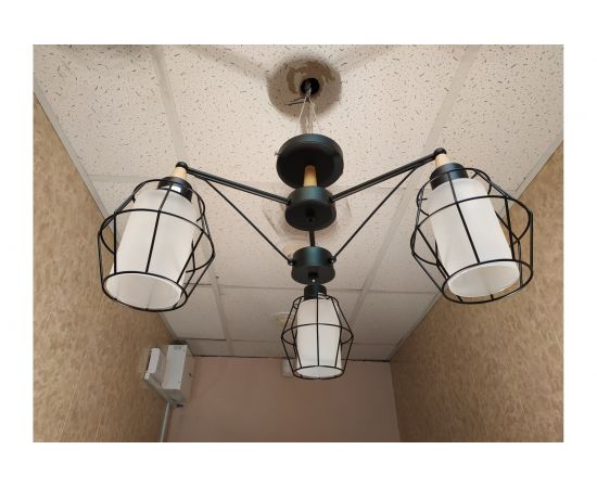 Люстра JUPITER LIGHTING черная + светлое дерево-3х60W E27 230V, 31 см-50 см-50 MО 85-1039/3 – изображение 3