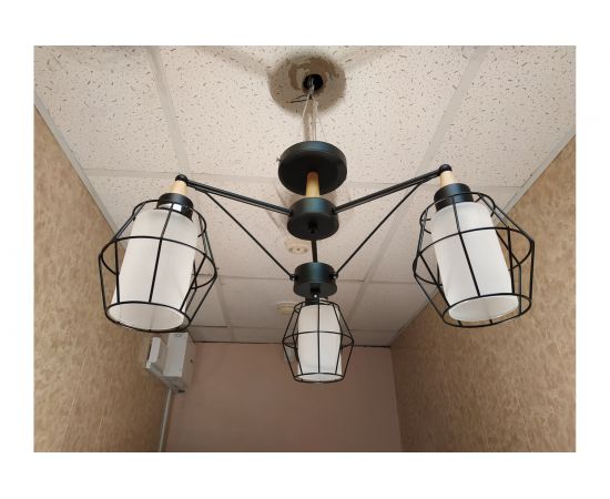 Люстра JUPITER LIGHTING черная + светлое дерево-3х60W E27 230V, 31 см-50 см-50 MО 85-1039/3 – изображение 4