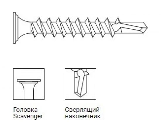 Самонарезающий винт со сверловым концом Grabber Scavenger PH2 3,5х25 мм Чёрный фосфат 500 шт. DS-25-500DIY – изображение 4