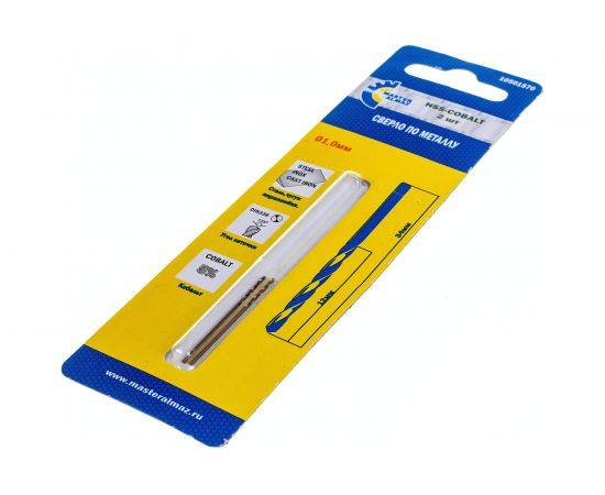 Сверло по металлу кобальтовое HSS-CO DIN-338 (2 шт; 1х12х34 мм) МастерАлмаз 10501570 – изображение 5