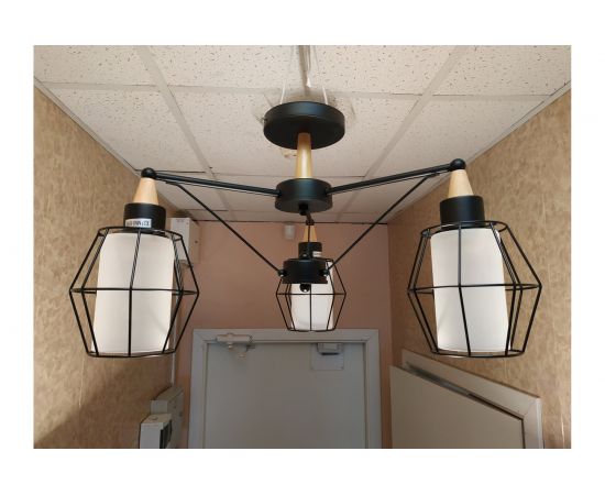 Люстра JUPITER LIGHTING черная + светлое дерево-3х60W E27 230V, 31 см-50 см-50 MО 85-1039/3 – изображение 5