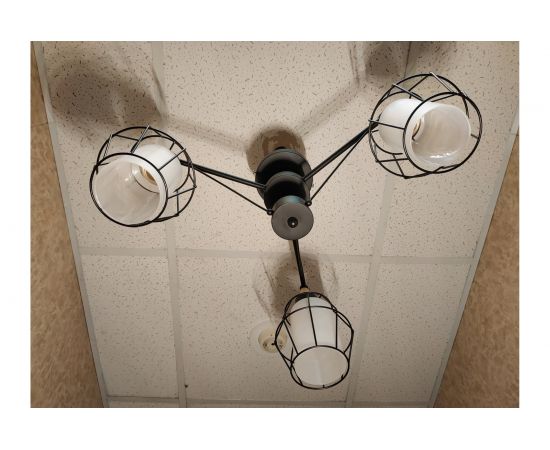 Люстра JUPITER LIGHTING черная + светлое дерево-3х60W E27 230V, 31 см-50 см-50 MО 85-1039/3 – изображение 6