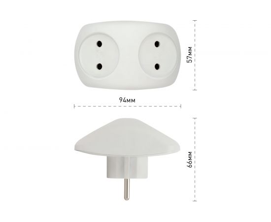 Электрический разветвитель ЭРА SPx-2-W на 2 розетки без заземления 10А белый, Б0053480 – изображение 7