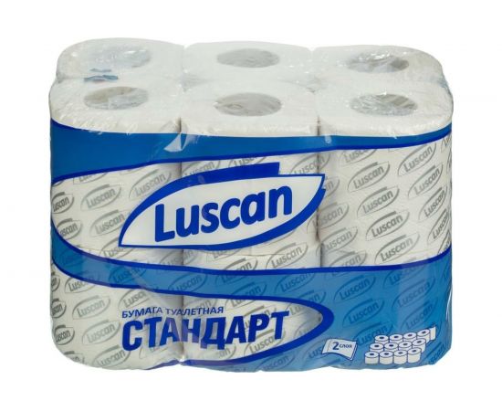 Туалетная бумага Luscan Standart 2 слоя, белая, 21.88 м, 175 листов, 12 рулонов 1223084 