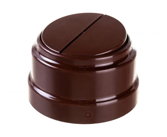 2-клавишный выключатель Bylectrica А510-2202 10А открытой установки, серия РЕТРО, коричневый, А510-2202 коричневый 