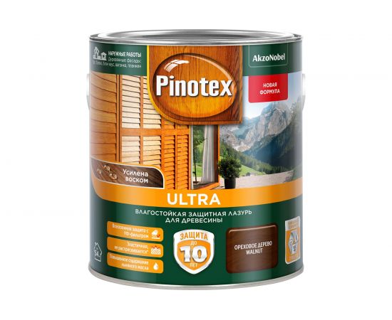 Тиксотропный антисептик PINOTEX ULTRA NW УФ защита, орех 2,7л/3л 5353803 