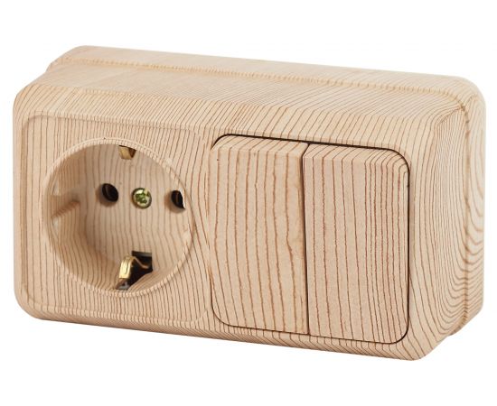 Двойной горизонтальный блок: розетка+выключатель Intro 270211 10-16А 250В, IP20, ОУ, Quadro Б0036156 