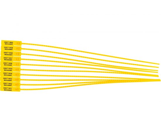 Номерная пломба для опечатывания REXANT пластиковая 255 мм желтая 50 шт 07-6122 