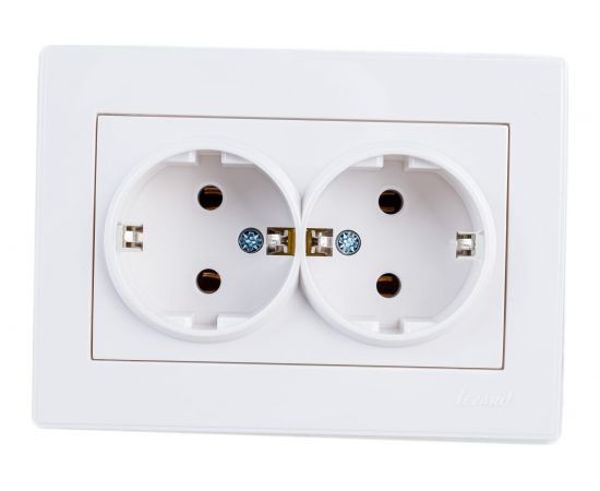 Двойная розетка LEZARD RAIN с/ з керамика белый 703-0202-127 