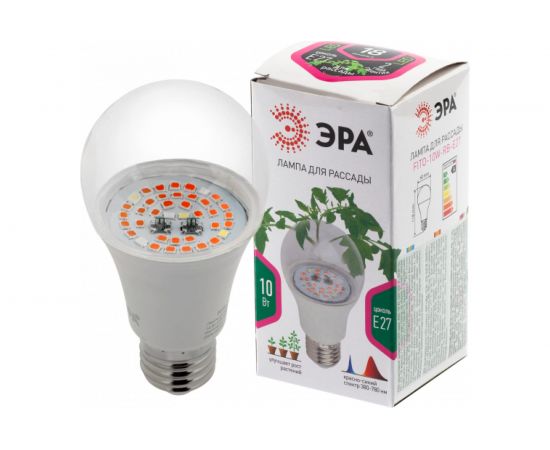 Светодиодная фитолампа для растений ЭРА FITO 10W RB E27 красно-синего спектра Б0050600 