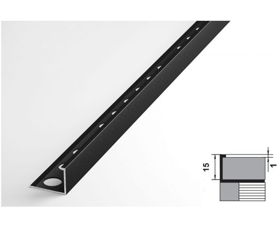 Профиль окантовочный L-образный алюминиевый ЛУКА 15 мм, 2,7 м, 5 шт, Черный УТ000028005 – изображение 2