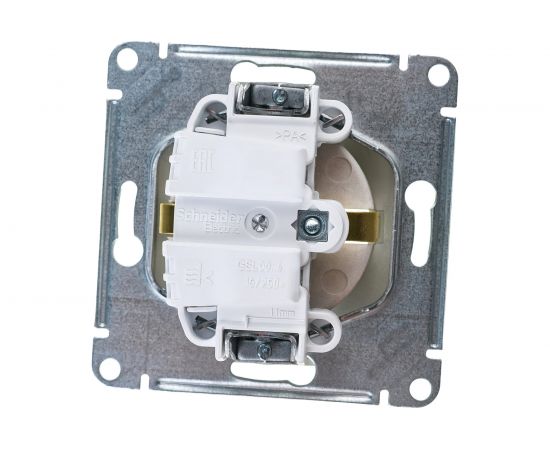1-местный механизм розетки Schneider Electric скрытой проводки Glossa 16А IP20 250В с заземлением платина GSL001243 – изображение 2