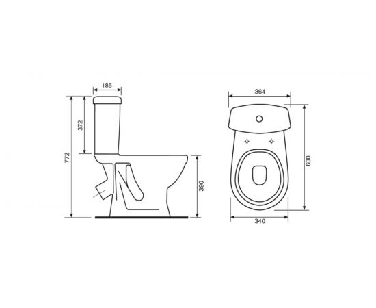 Унитаз-компакт Оскольская керамика Суперкомпакт косой выпуск, 1 режим, сиденье ПП ОК 427722 – изображение 2