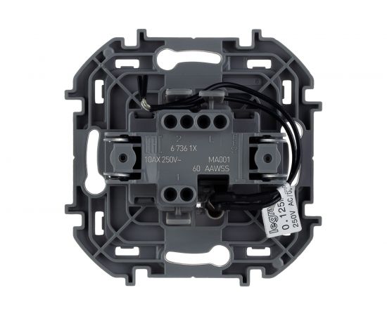 Одноклавишный выключатель Legrand с подсветкой - INSPIRIA - 10 AX - 250 В - белый 673610 – изображение 2