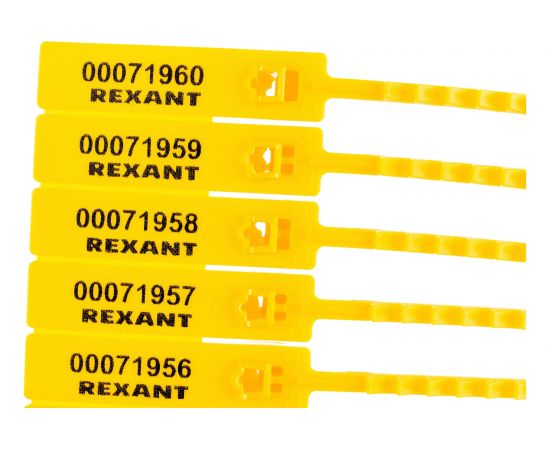 Номерная пломба для опечатывания REXANT пластиковая 255 мм желтая 50 шт 07-6122 – изображение 2