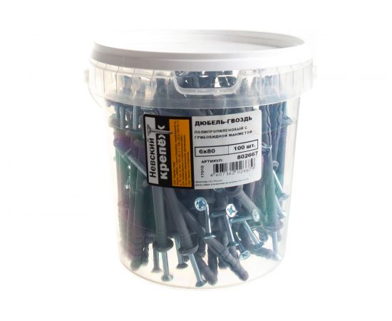 Дюбель-гвоздь Невский Крепеж 6х80 гриб, манжета, полипропилен 100 шт. 802667 – изображение 3