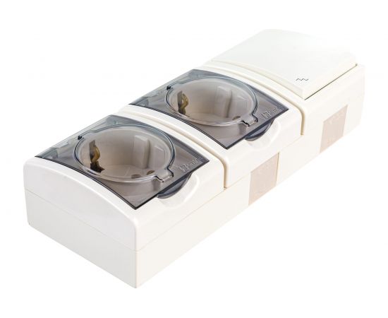 Блок двойная розетка + выключатель 1 клавишный проходной Simon с заземлением Schuko 16А 250В 10А 250В 1594526-031 – изображение 3