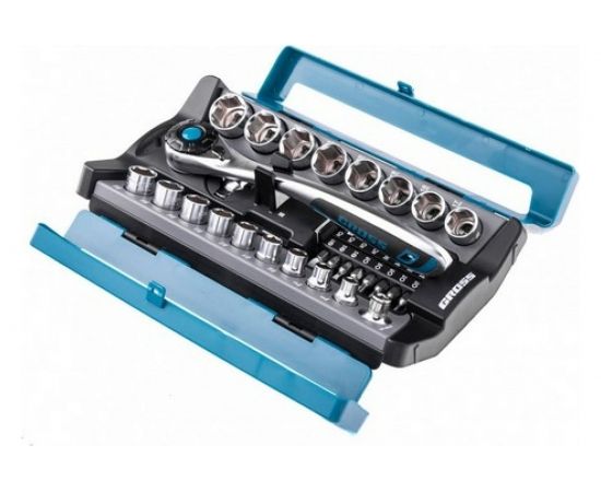 Набор торцевых головок, трещотка 120 зубьев, 36 предметов GROSS 14145 – изображение 3
