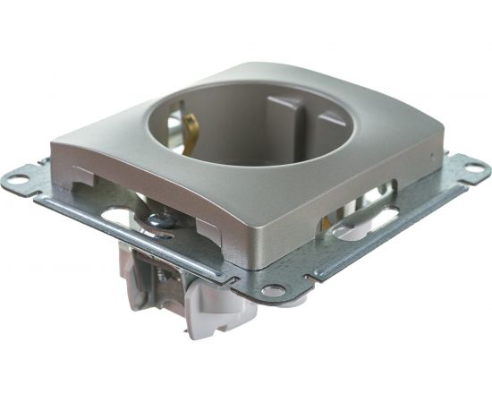 1-местный механизм розетки Schneider Electric скрытой проводки Glossa 16А IP20 250В с заземлением платина GSL001243 – изображение 3