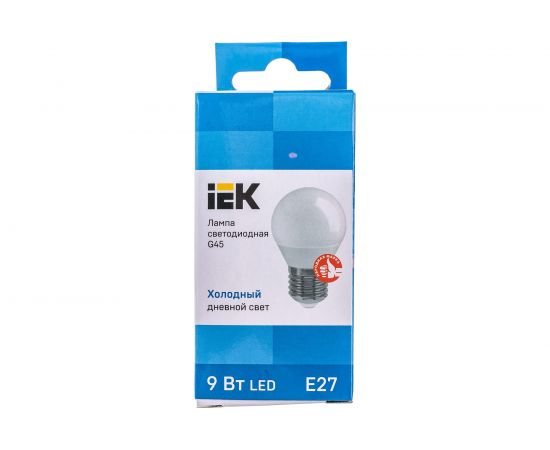Лампа IEK LED, G45, шар, 9вт, 230В, 6500К, E27 LLE-G45-9-230-65-E27 – изображение 4