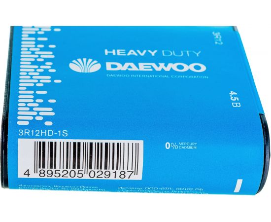 Солевая батарейка DAEWOO 3R12 Heavy Duty 2021 1S 5029187 – изображение 4