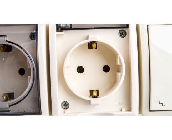 Блок двойная розетка + выключатель 1 клавишный проходной Simon с заземлением Schuko 16А 250В 10А 250В 1594526-031 – изображение 4