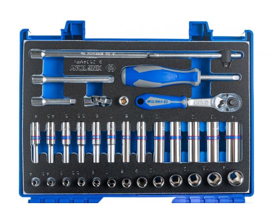 Набор шестигранных торцевых головок с принадлежностями KING TONY 1/4"" 4-14 мм, 34 предмета 2534MRV – изображение 7