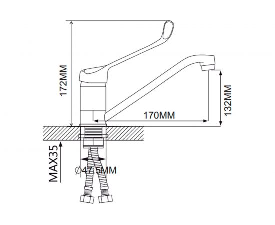 Хирургический смеситель для раковины Ekko с гайкой E49054 – изображение 8