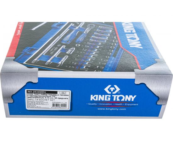 Набор шестигранных торцевых головок с принадлежностями KING TONY 1/4"" 4-14 мм, 34 предмета 2534MRV – изображение 9