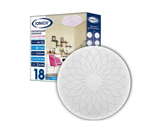 Светодиодный декоративный светильник IONICH Кассиопея серия 2217 эффект Звездное небо 18 Вт 1260 Лм 230 В 6500 К 260 мм IP20 1107 