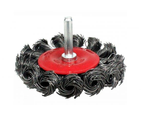 Щетка металлическая со шпилькой крученая тарелка 100 мм для дрели ON 20-02-310 