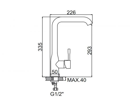 Смеситель для кухни LEDEME картридж диаметр 40 мм, высокий, чёрный матовый L4698B 89288 – изображение 3