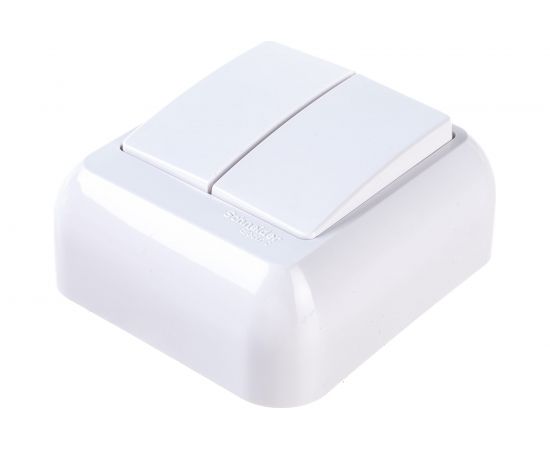 Выключатель Schneider Electric 2-клавишный ОП Прима 6А белый SchE А56-029 A56-029-B А56-029-б – изображение 3