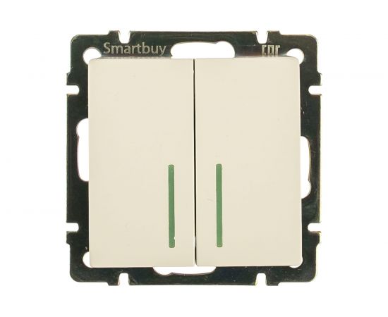 Проходной выключатель Smartbuy 2-клавишный с индикатором 10А белый Нептун SBE-05w-10-SW22-1 