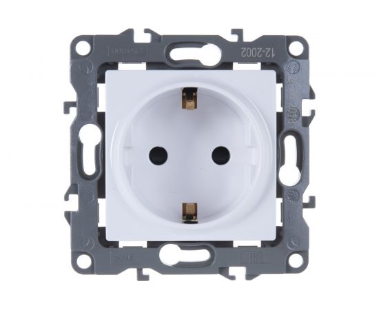 Розетка ЭРА 12200201, 2PE, Schuko, со шторками, 16A, 250В, IP20, без м.лапок Б0036440 