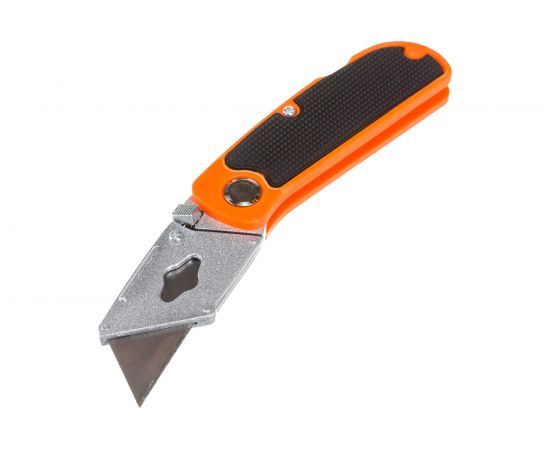 Нож, 18 мм, складной, пластиковая двухкомпонентная рукоятка, сменное трапециевидное лезвие, +5 лезвий Sparta 78981 