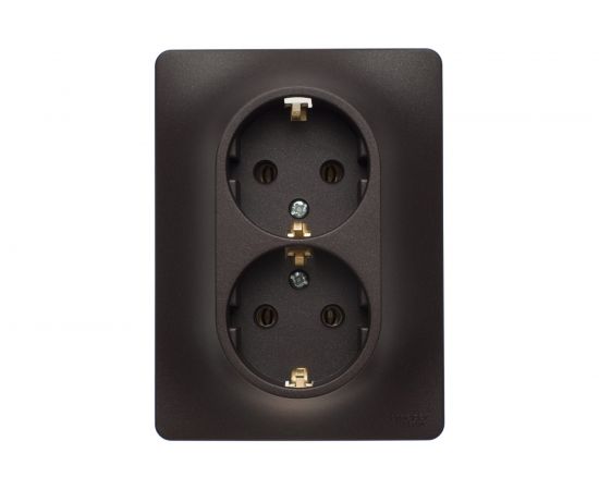 2-местная розетка Schneider Electric Glossa 16А с заземлением в сборе шоколад GSL000824 
