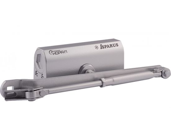 Дверной доводчик ISPARUS 440 морозостойкий, для дверей от 80 до 140 кг, серебро 17202 