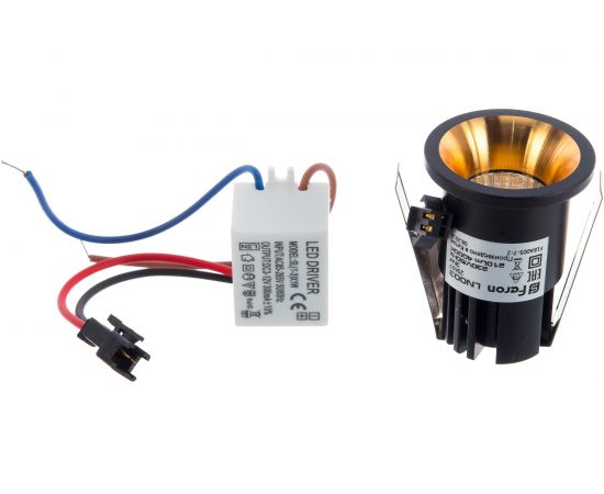 Встраиваемый светильник FERON светодиод 3W, 210Lm, 4000К, черный, золото, LN003 29697 – изображение 2