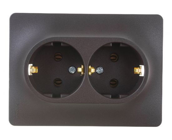 2-местная розетка Schneider Electric Glossa 16А с заземлением в сборе шоколад GSL000824 – изображение 2