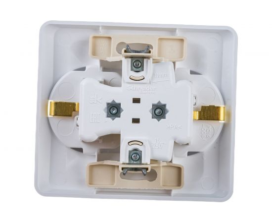 Двухместная розетка Schneider Electric СП Этюд 16А с заземлением, защитные шторки, белая SchE PC16-008B – изображение 3