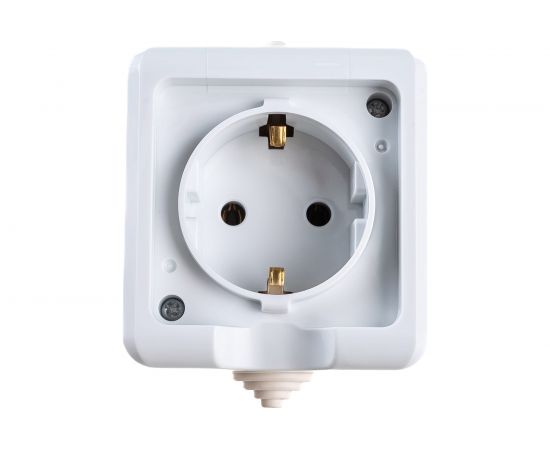 Одноместная розетка АБК-СИЛА с заземлением 16А 220В ОУ (керамика) "ПЕГАС" IP44 белая 1 шт 5402212 – изображение 4