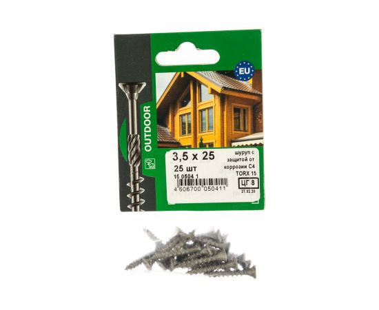 Усиленный саморез ЕВРОПАРТНЕР с антикоррозионным покрытием 3.5х25 TX-15, 25 шт 15 0504 1 – изображение 5
