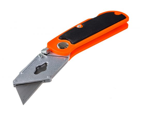 Нож, 18 мм, складной, пластиковая двухкомпонентная рукоятка, сменное трапециевидное лезвие, +5 лезвий Sparta 78981 – изображение 6