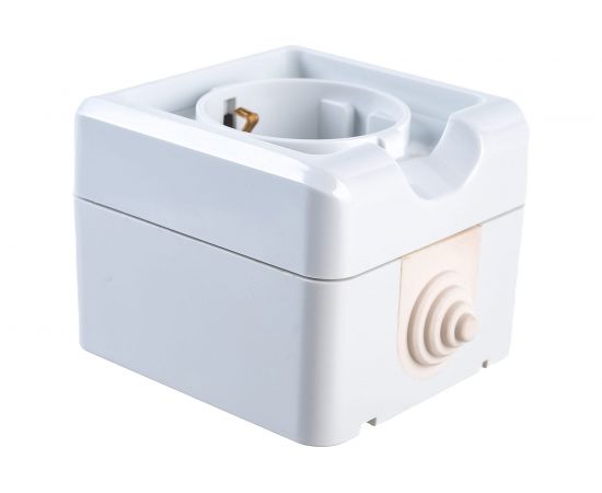 Одноместная розетка АБК-СИЛА с заземлением 16А 220В ОУ (керамика) "ПЕГАС" IP44 белая 1 шт 5402212 – изображение 6