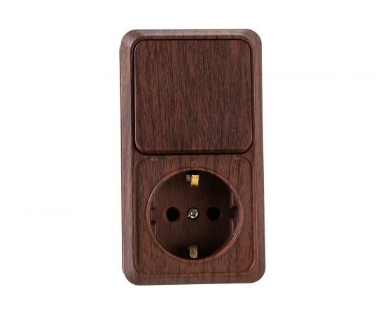 Вертикальный блок: розетка+выключатель Intro 270510 10-16А, 250В, IP20, ОУ, Quadro, венге Б0036167 