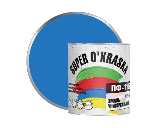 Эмаль super maler ПФ-115 Голубой 0,9кг Лк-00005639 