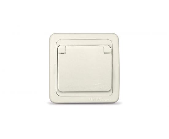 Розетка UNIVersal Валери с/з с крышкой, слоновая кость ivory Б-В0029 